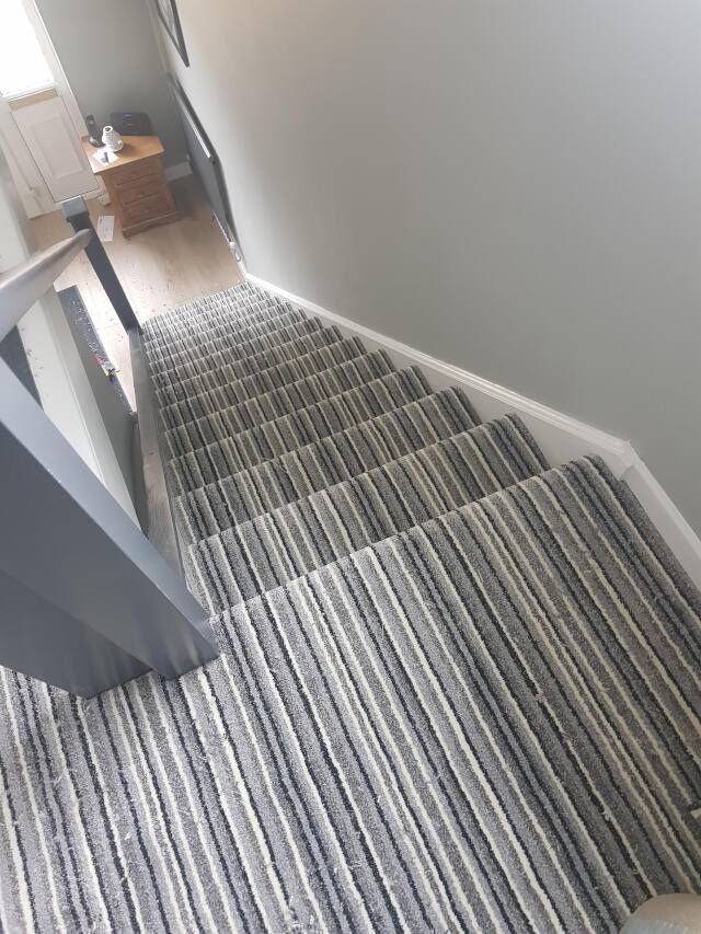 Striped carpet on staircase